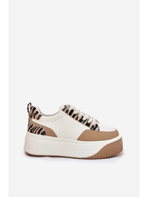 Women's Sneakers on Massive Platform Zebra Beige Tamorniel