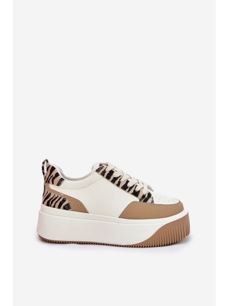 Women's Sneakers on Massive Platform Zebra Beige Tamorniel