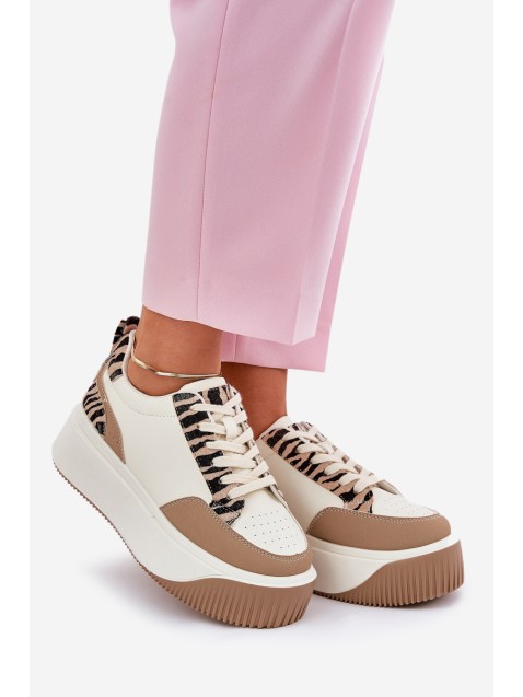 Women's Sneakers on Massive Platform Zebra Beige Tamorniel