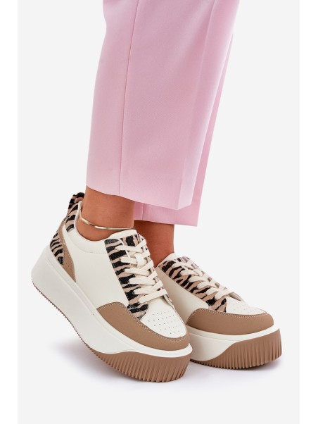 Women's Sneakers on Massive Platform Zebra Beige Tamorniel
