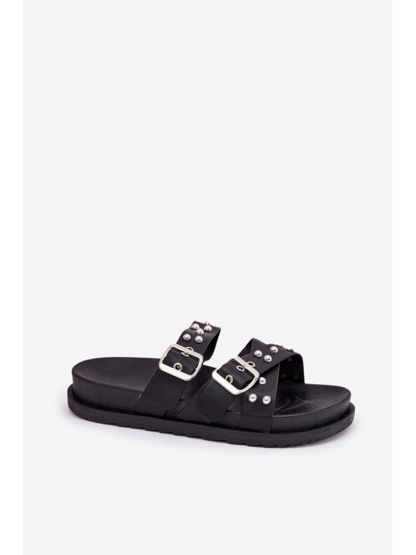 Women's Sandals With Buckles On Cork Sole Black Sercele