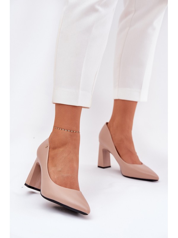 Elegant Heels On Block Heel Vinceza 62221 Beige