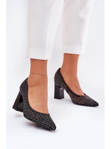 Embellished Mesh Pumps On A Heel Black Vinceza 62211