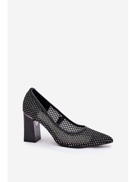 Embellished Mesh Pumps On A Heel Black Vinceza 62211