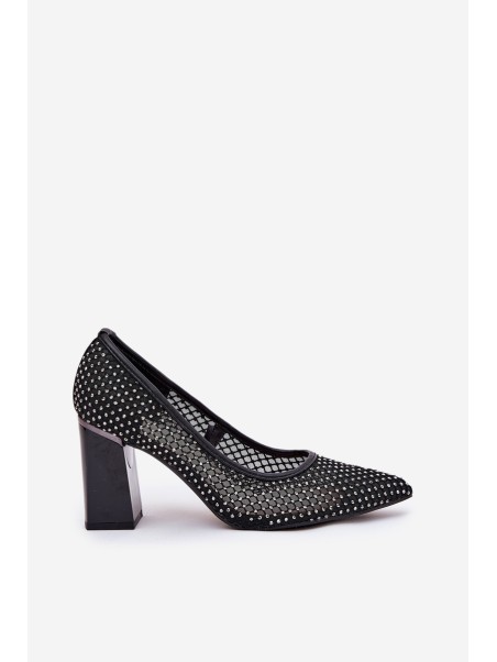 Embellished Mesh Pumps On A Heel Black Vinceza 62211