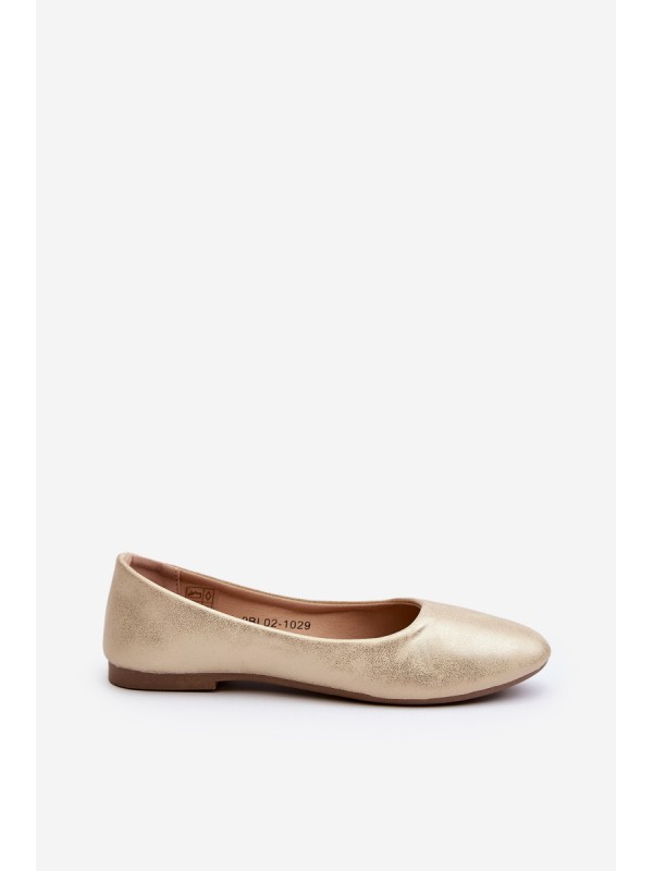 Classic Leather Gold Ballerina Flats Stacee