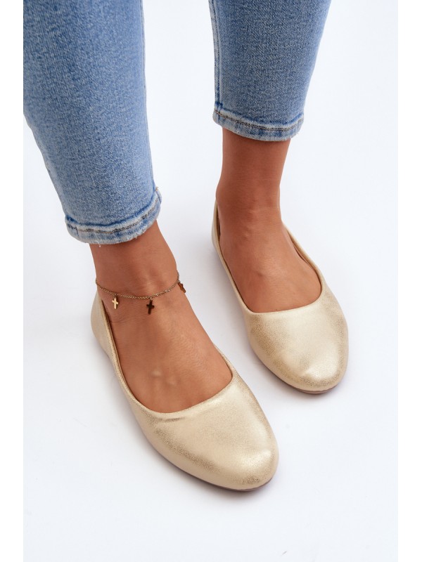 Classic Leather Gold Ballerina Flats Stacee