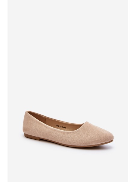 Beige Women's Suede Ballerina Flats Kommia