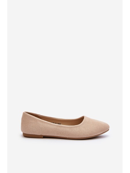 Beige Women's Suede Ballerina Flats Kommia