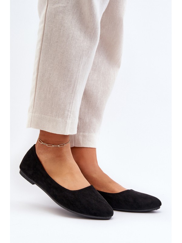 Black Women's Suede Ballerina Flats Kommia 2