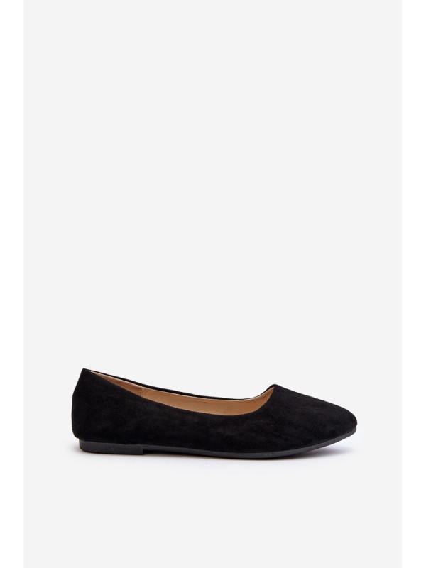 Black Women's Suede Ballerina Flats Kommia