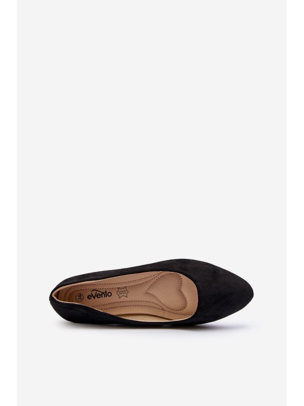 Black Women's Suede Ballerina Flats Kommia