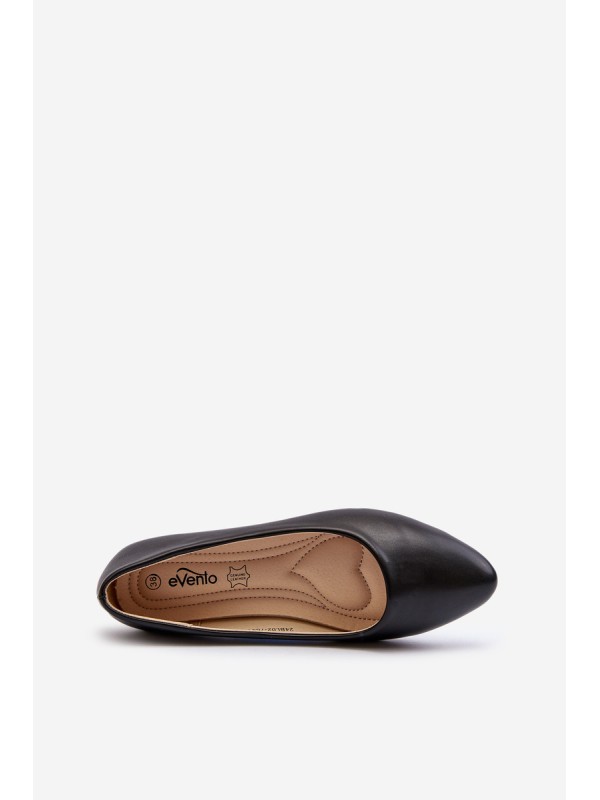 Women's Black Eco Leather Ballerina Flats Tindomiel