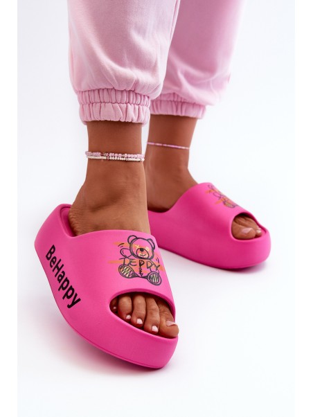 Light Women's Slides on Thick Sole with Bear Foam Pink Serefina