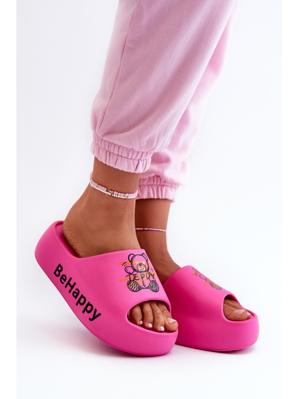 Light Women's Slides on Thick Sole with Bear Foam Pink Serefina