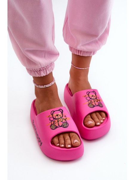 Light Women's Slides on Thick Sole with Bear Foam Pink Serefina