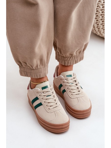 Women's Platform Sneakers in Beige-Green Egelia