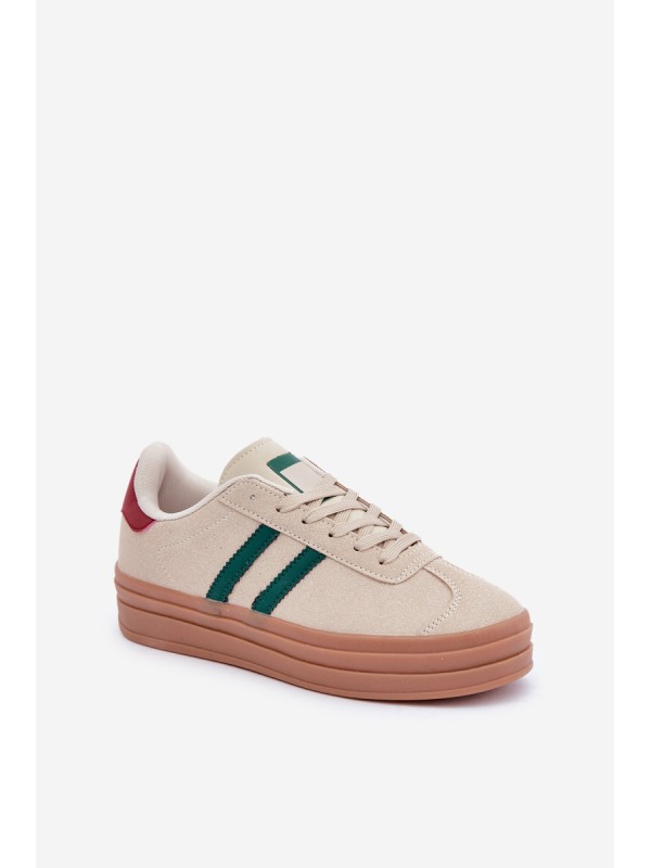 Women's Platform Sneakers in Beige-Green Egelia