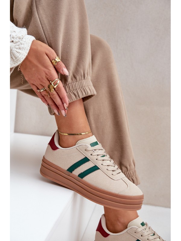 Women's Platform Sneakers in Beige-Green Egelia