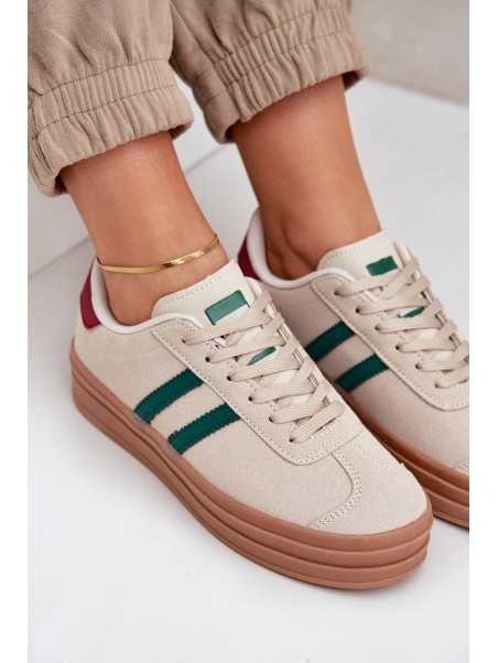 Women's Platform Sneakers in Beige-Green Egelia