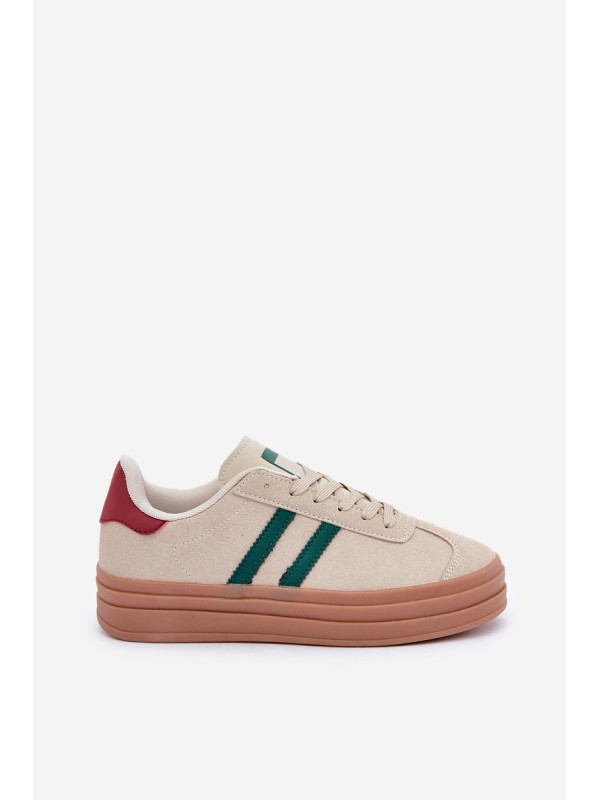 Women's Platform Sneakers in Beige-Green Egelia