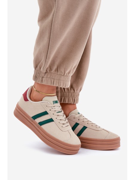 Women's Platform Sneakers in Beige-Green Egelia