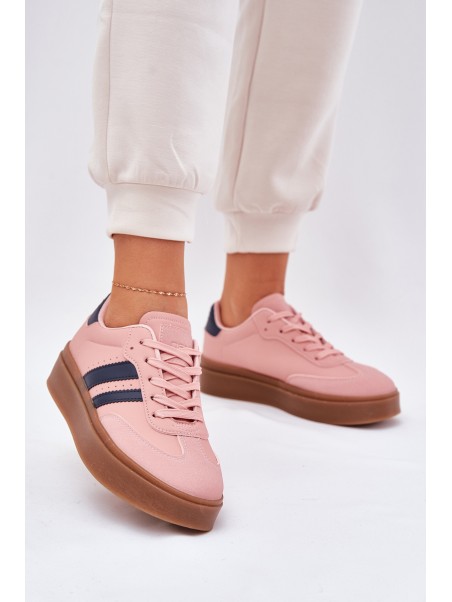 Women's Platform Sneakers Made Of Eco Leather Pink Ediriella