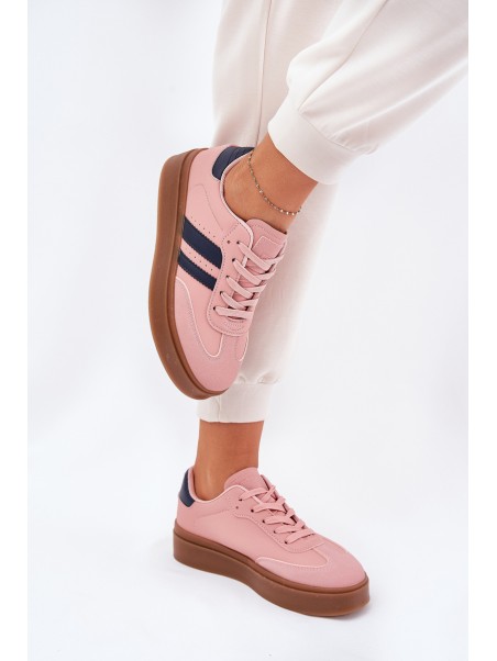 Women's Platform Sneakers Made Of Eco Leather Pink Ediriella