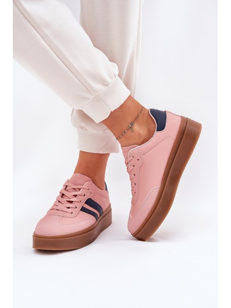 Women's Platform Sneakers Made Of Eco Leather Pink Ediriella
