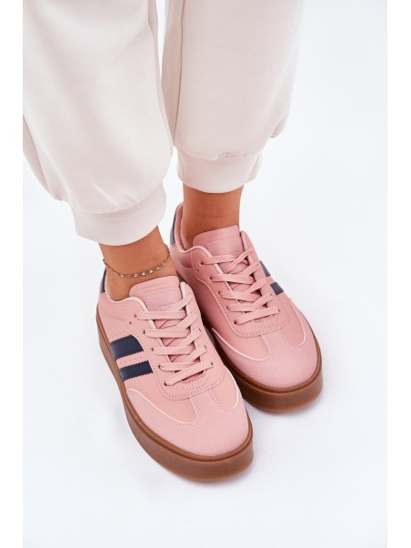 Women's Platform Sneakers Made Of Eco Leather Pink Ediriella