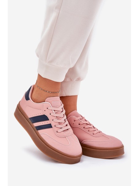 Women's Platform Sneakers Made Of Eco Leather Pink Ediriella