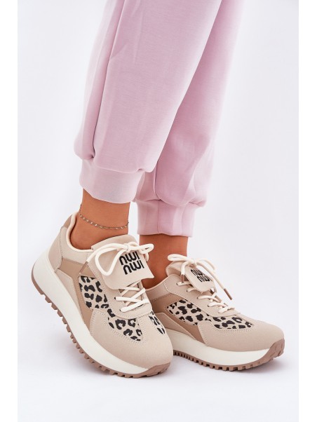 Sportiniai bateliai Moteriški sportiniai bateliai Leopard Beige Pumbes