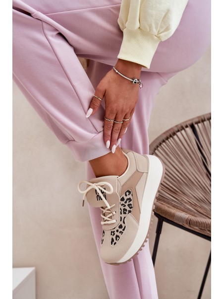Sportiniai bateliai Moteriški sportiniai bateliai Leopard Beige Pumbes