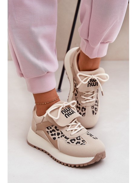 Sportiniai bateliai Moteriški sportiniai bateliai Leopard Beige Pumbes
