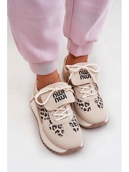Sportiniai bateliai Moteriški sportiniai bateliai Leopard Beige Pumbes