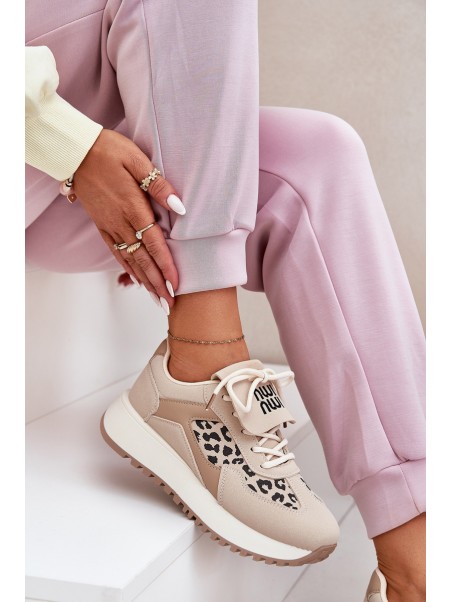 Sportiniai bateliai Moteriški sportiniai bateliai Leopard Beige Pumbes