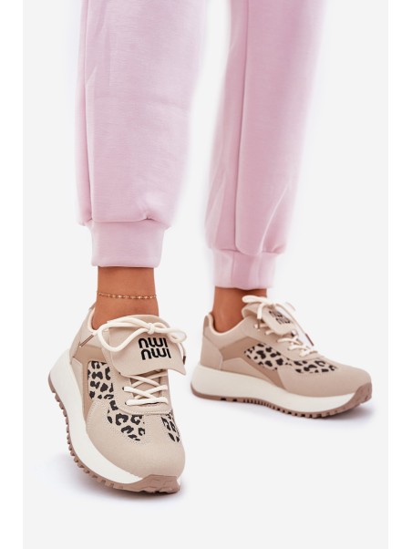 Sportiniai bateliai Moteriški sportiniai bateliai Leopard Beige Pumbes