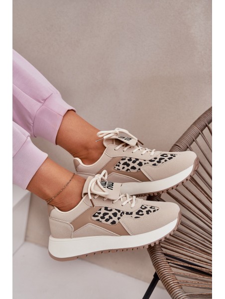 Sportiniai bateliai Moteriški sportiniai bateliai Leopard Beige Pumbes