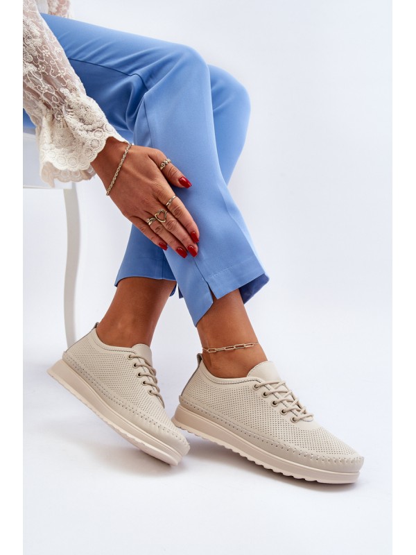 Leather Women's Sports Sneakers Beige Lalnai