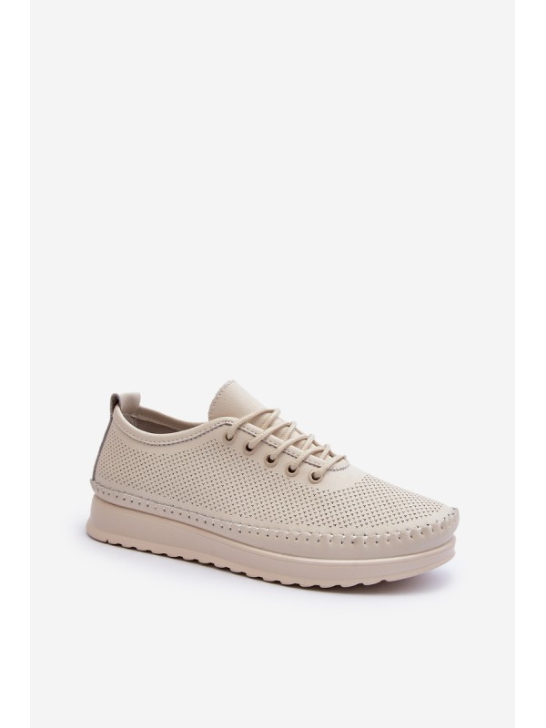 Leather Women's Sports Sneakers Beige Lalnai