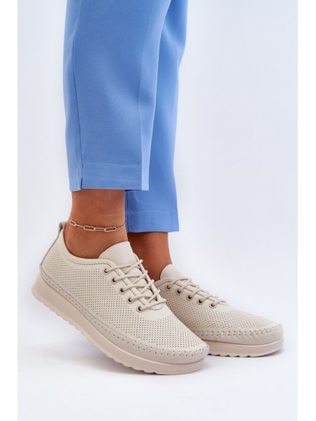 Leather Women's Sports Sneakers Beige Lalnai