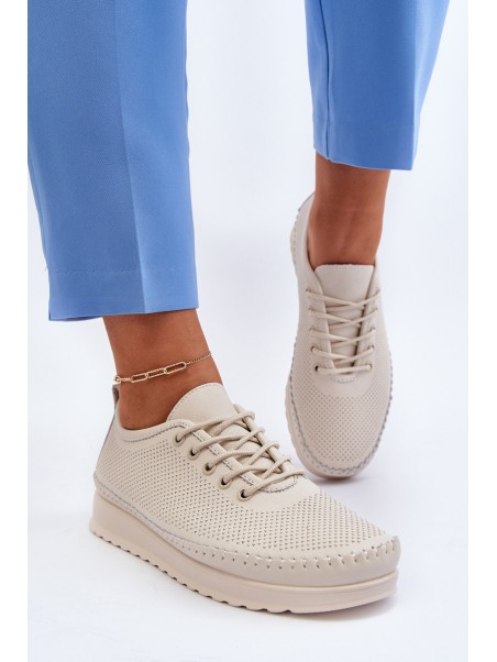 Leather Women's Sports Sneakers Beige Lalnai