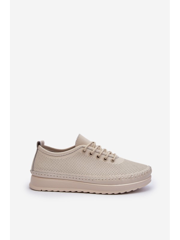 Leather Women's Sports Sneakers Beige Lalnai