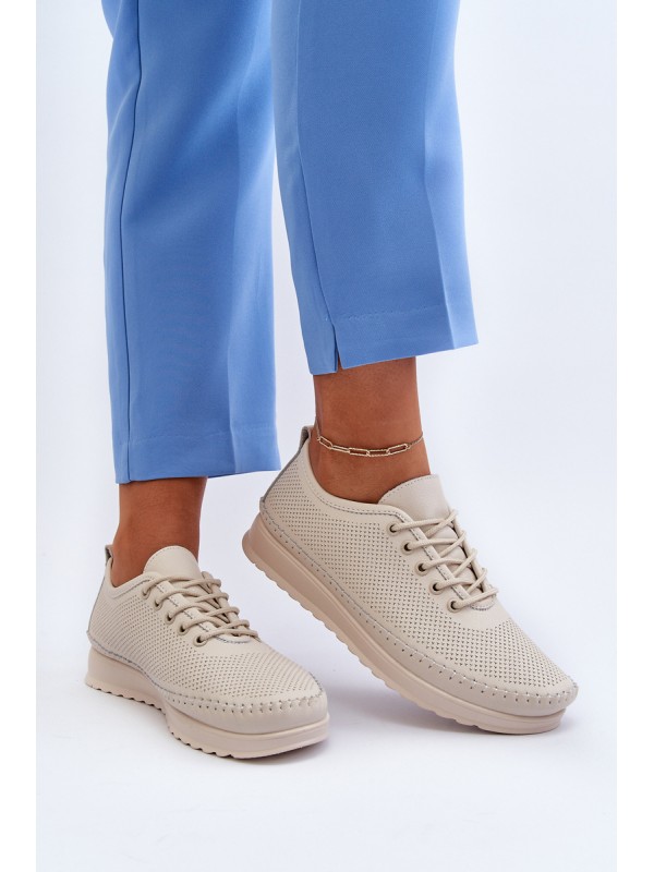 Leather Women's Sports Sneakers Beige Lalnai