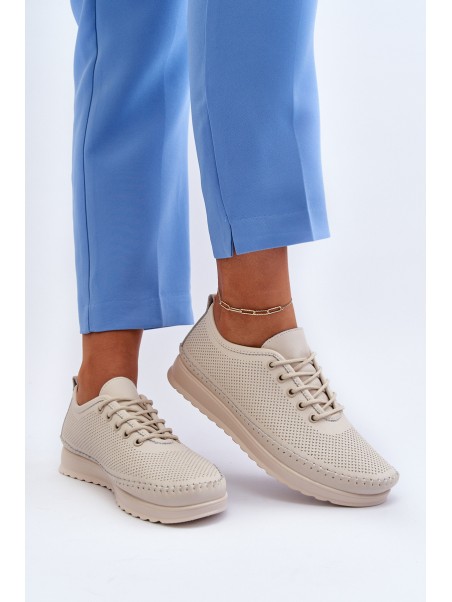 Leather Women's Sports Sneakers Beige Lalnai