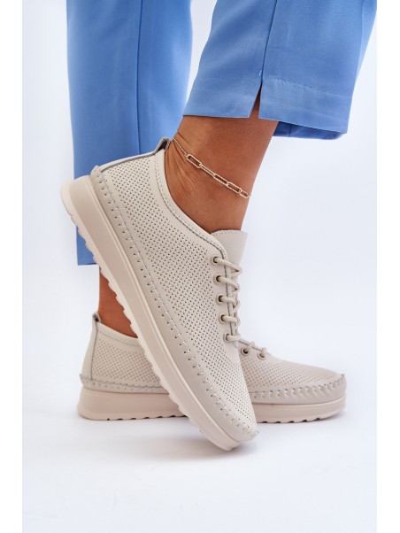 Leather Women's Sports Sneakers Beige Lalnai
