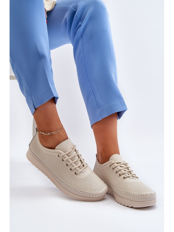 Leather Women's Sports Sneakers Beige Lalnai