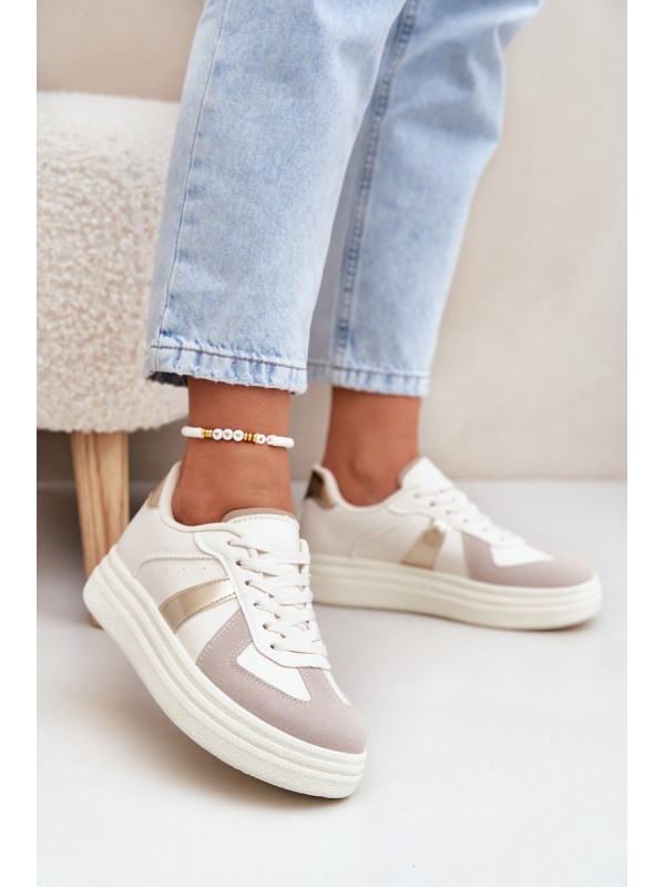 Eco Leather Women's Sneakers On Platform Beige Goriette 2