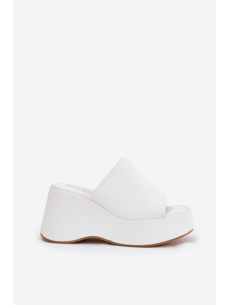 Eco Leather Women's Slippers On Platform And Wedge White Kisoffi