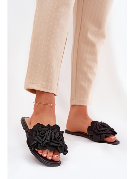 Flat Women's Slippers With Bow Black Tobin